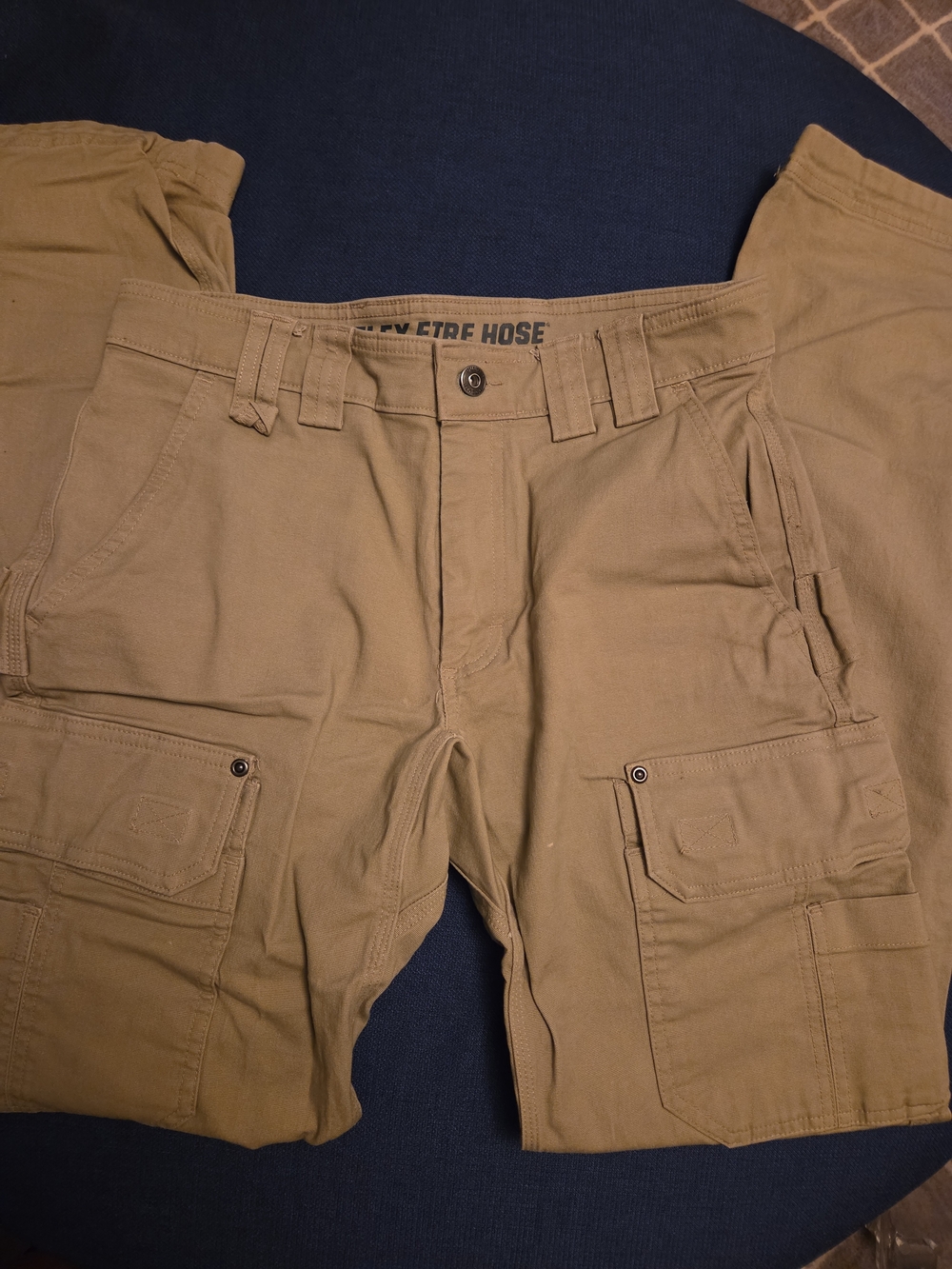 Duluth Trading Flex Fire Hose Cargo Work Pants Men's 30x34 Slim Fit Khaki